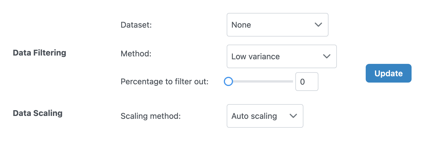 Data Filtering and Scaling Options